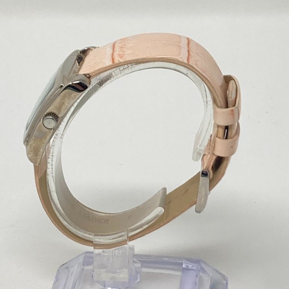 Anne Klein Watch Women 32mm Silver Tone Pink Leather Band Rectangle New Battery - Picture 5 of 15